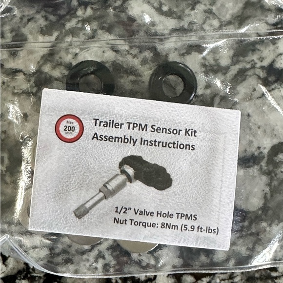 NEW Mopar Trailer TPM Sensor Kit 1/2" Valve Hole TPMS / Nut Torque: 8Nm - Picture 3 of 4
